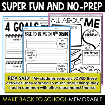 Back to School Fourth Grade Printables and Activities by Tied 2 Teaching