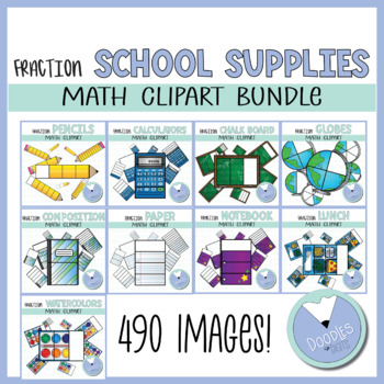 Preview of Back to School Fraction Math Clipart Bundle