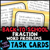 Back to School Fraction Math Word Problem Task Cards