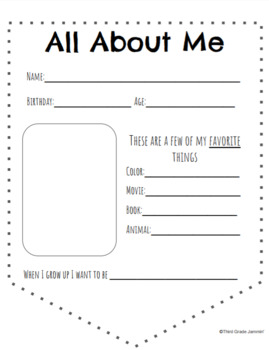 Back to School Freebie - All about me, Community building, Goal setting