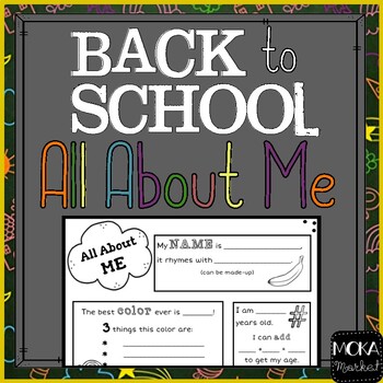 All About Me Worksheet | First Day | Back to School Freebie! by MOKA Market