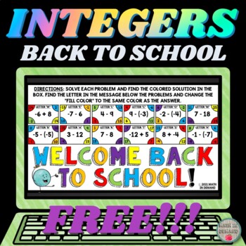 Preview of Back to School Freebie on Integer Operations in Google Slides DISTANCE LEARNING