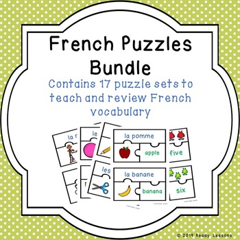 Preview of Beginner Core French Vocabulary Words Game Puzzles Activities Bundle