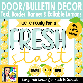 Preview of Back to School Fresh Start Lemon Welcome Bulletin Board or Door Decor Kit