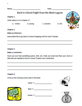 Back To School Fright From The Black Lagoon Comprehension With Seesaw Version