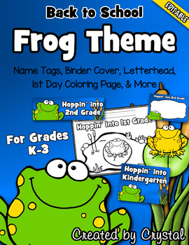 Back to School Frog Theme {Editable} by Created by Crystal | TpT