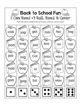 Back to School Fun - I Can Read It! Roll, Read, and Cover (Lesson 3)