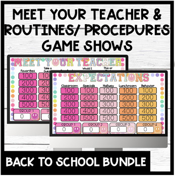 Preview of Back to School Game Show BUNDLE | Meet Your Teacher | Expectations and Procedure