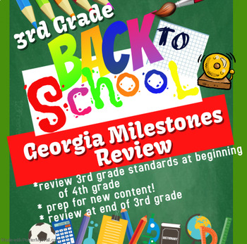 Preview of Back to School Georgia Milestones Review / Practice, 3rd Grade Math / NO PREP!