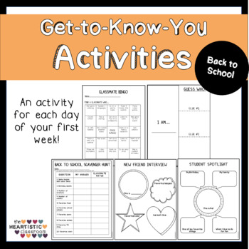Back to School Get-To-Know-You Activities by The Heartistic Classroom