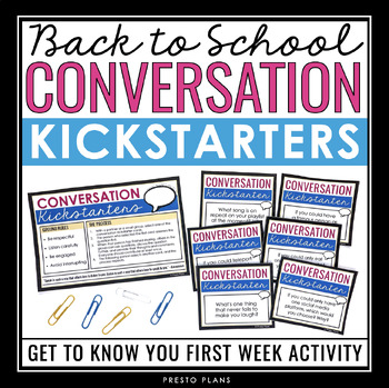 Preview of Back to School Get To Know You Discussion Task Cards Activity for Middle School