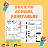 Back to School "Get to Know Me" Printables