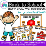 Back to School - Get to Know You Task Cards