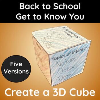 Preview of Back to School Get to Know You 3D Cube Name Tag for Gifted and Talented