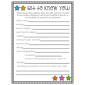 Back to School Get to Know You Freebie by One Plus Two is Fun | TPT
