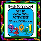 4th and 5th Grade Back to School Get to Know You Activities
