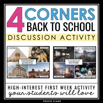 Preview of Back to School Get to Know You Activity - 4 Corners Game for Middle and High