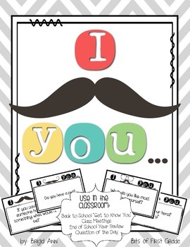 Preview of I Mustache You a Question - Class Meetings, Question of the Day, Back to School