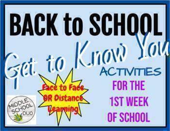 Preview of Back to School: Get to Know You Distance Learning Middle School 