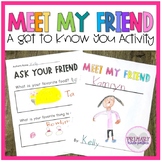 Back to School Get to Know You Meet My Friend Activity