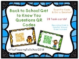 Back to School Get to Know You Questions, Task Cards with 