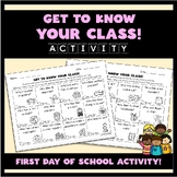 Back to School  - Get to Know Your Class Activity! First D