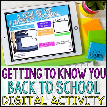 Preview of Back to School Getting To Know You | Digital Activity
