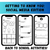 Back to School Getting to Know You Activities: Social Medi