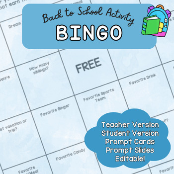 Preview of Back to School/Getting to Know You Bingo (Teacher & Student Versions)
