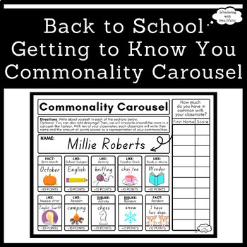 Preview of Back to School Getting to Know You Commonality Carousel