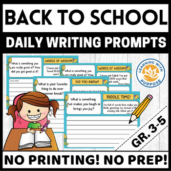 Back to School/ Getting to Know You - Daily Writing Prompts | TPT