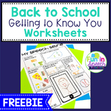 Back to School Getting to Know You Worksheets and Activiti