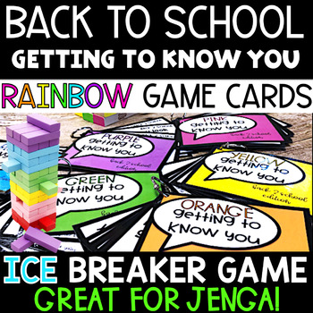 Preview of Back to School Getting to Know You Icebreaker COLOR Jenga Game Task Cards