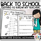 Back to School Getting to Know You | Meet the Teacher Activities