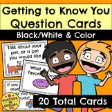 Back to School Getting to Know You Questions Cards for Low