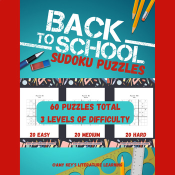 Preview of Back to School Giant Sudoku Puzzle Packet 3 Levels of Difficulty 6-12 Math Games