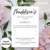 Back to School Gift, Bracelet Card Backing, First Day of S