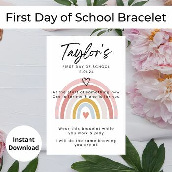 Preview of Back to School Gift, Starting School Bracelet Backing, First Day of School