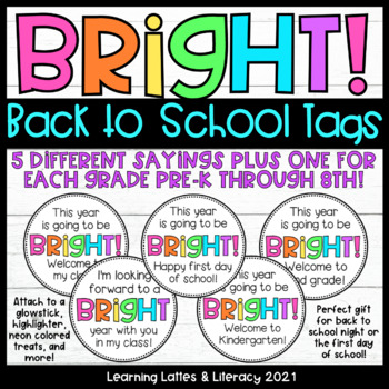 Preview of Back to School Gift Tags Bright Year Meet the Teacher Night Gift Tags