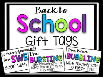 Back to School or Meet the Teacher Night Crazy Straw Gift Tags to