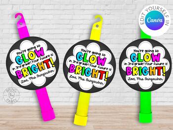 Preview of Back to School Glow Stick gift label, student gift, Canva Template, Editable