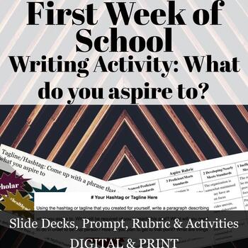 Preview of Back to School Goal Writing Task: #Aspire (Lesson Plan, Prompt, Rubric & More)