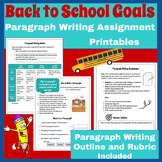 Back to School Goals Paragraph Writing Assignment