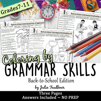 Preview of Back-to-School, Coloring-by-Number, Grammar and Proofreading