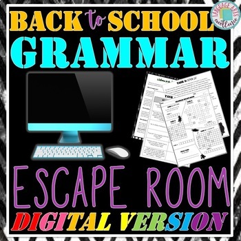 Preview of Back to School Grammar Digital Escape Room for Distance Learning