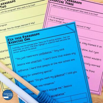 Back to School Grammar Punctuation and Spelling Paragraph Fixes | TpT