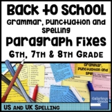 Back to School Grammar Punctuation and Spelling Paragraph Fixes