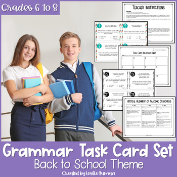 Preview of Back to School Grammar Task Cards