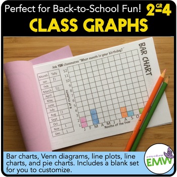 Preview of Back to School Graphs Get to Know You Graphs Line plot, pie chart, Venn, etc.