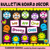 Back to School Groovy Retro Smiley Faces Bulletin Board Id